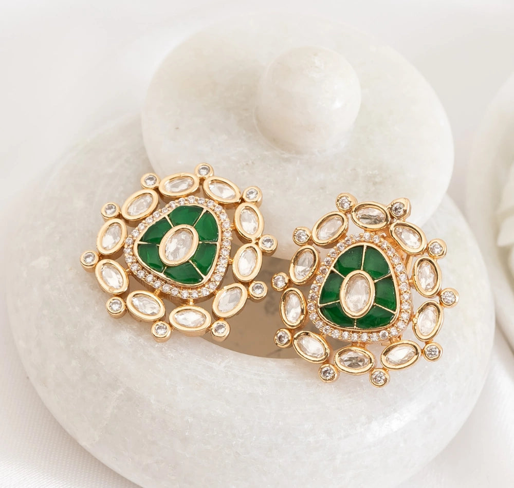 Reen Green Polki Earrings