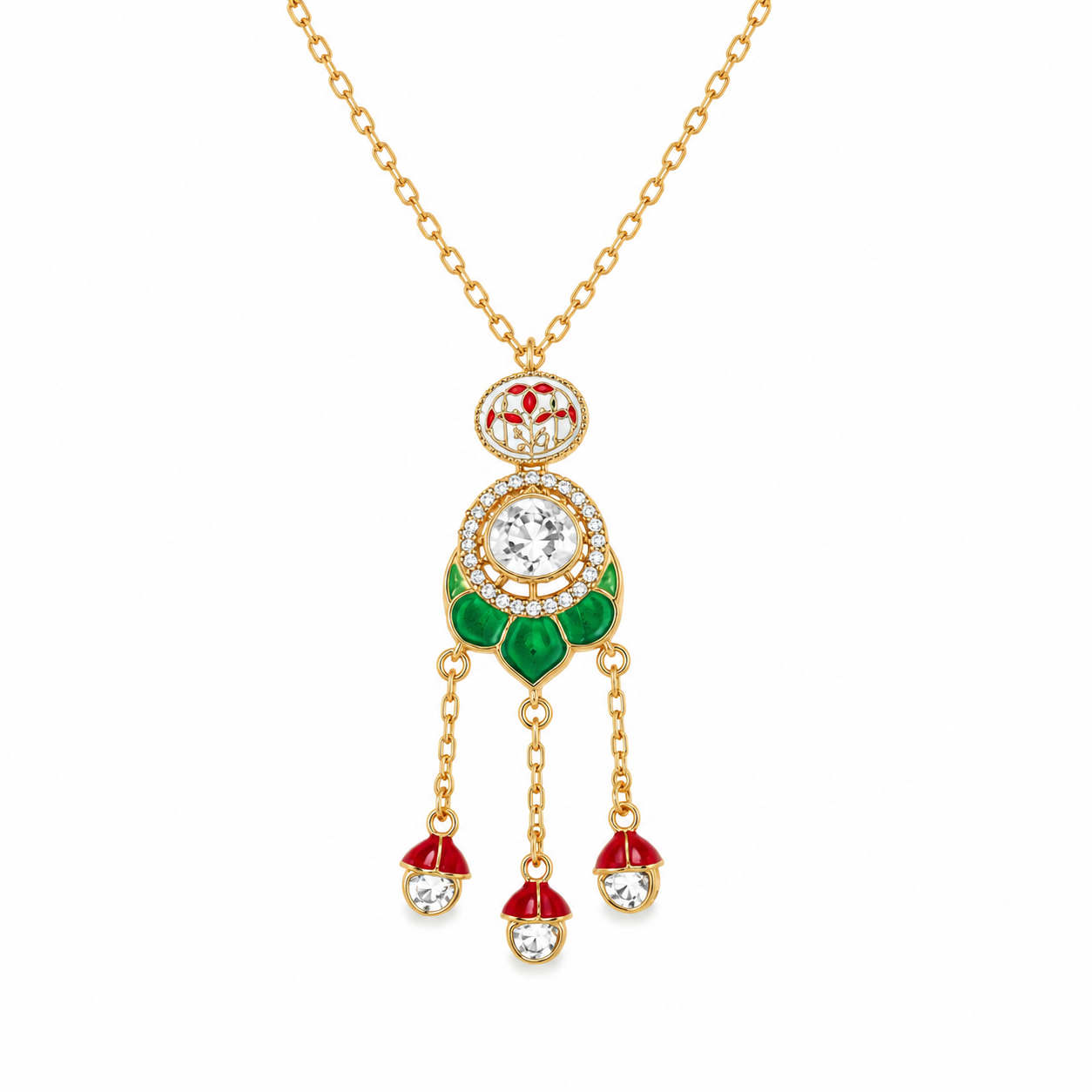 Mossainite Tassel Pendant Necklace Set