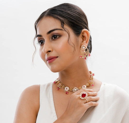 Elzina Meenakari Polki Choker Necklace