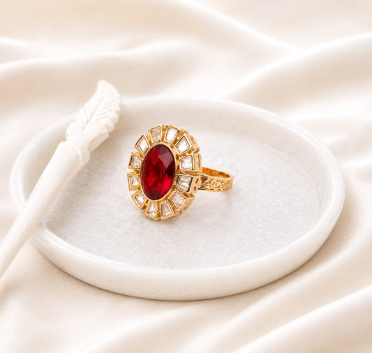 Azma Red Polki Ring