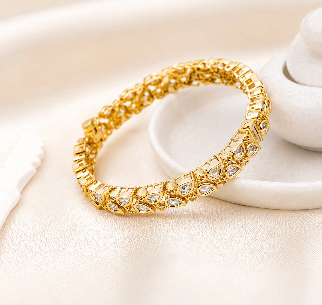 Diya Moissanite Bangle- Pair of 2