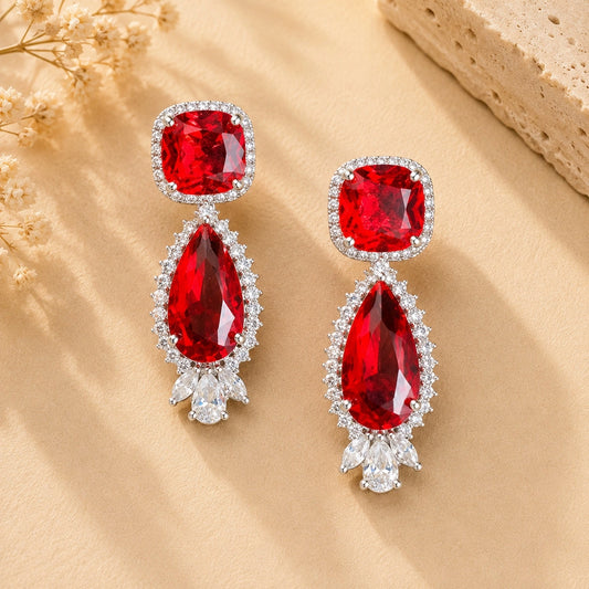 Cubic Zirconia | American Diamond Doublet Stone Dangling Earrings
