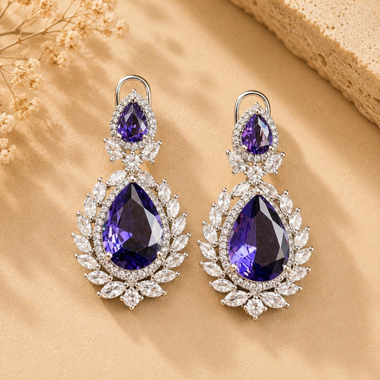 Cubic Zirconia | American Diamond Doublet Stone Dangler Earrings