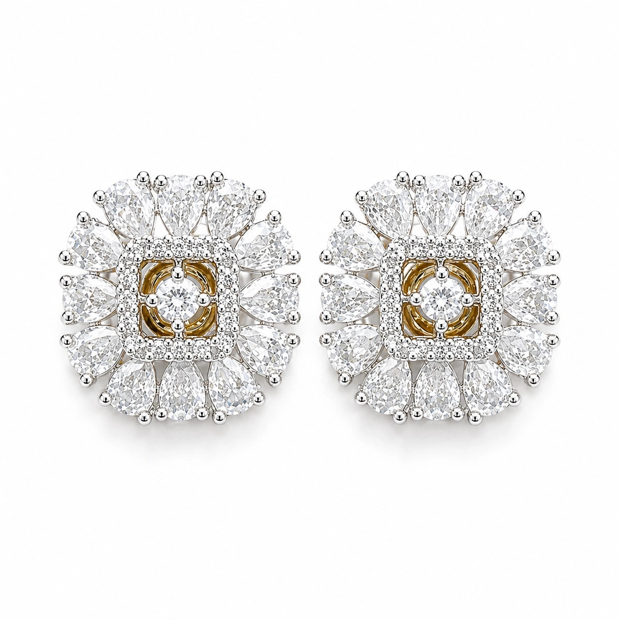 American Diamond Square Shape Stud Earrings