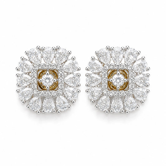 American Diamond Square Shape Stud Earrings