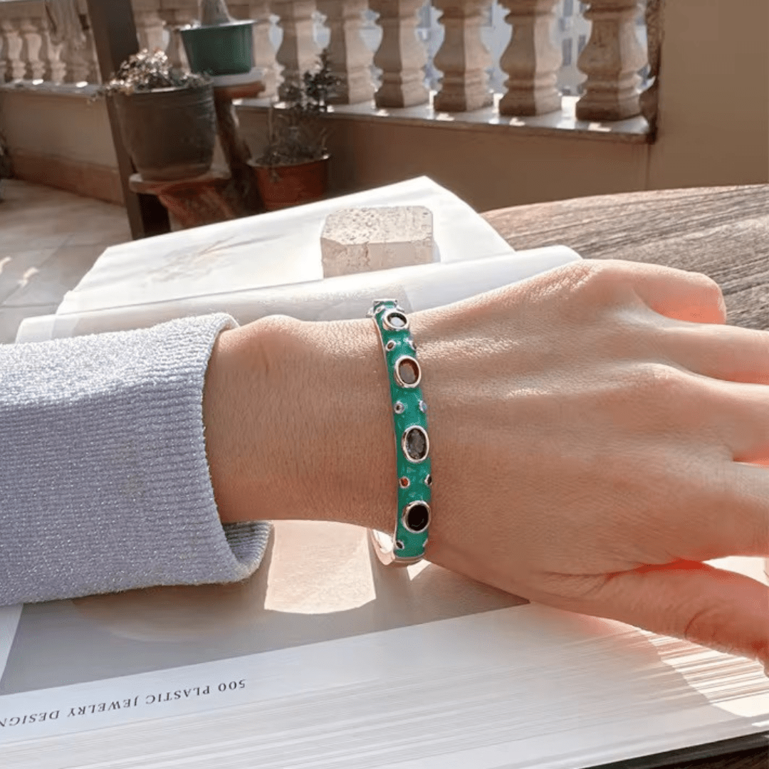 Colourful Metal Enamel Zircon Bracelet - Putstyle