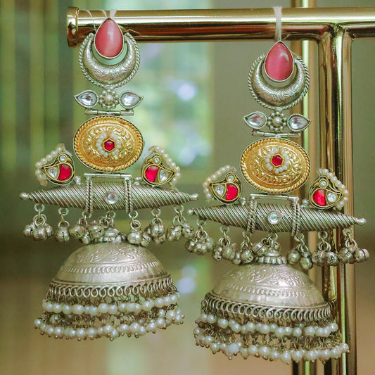 Handcrafted Silver Jhumka Earrings - Putstyle