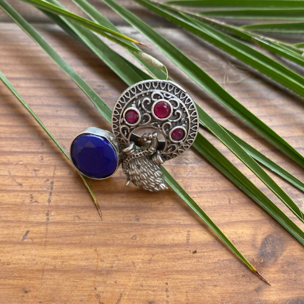 Druzy Oxidised Ring
