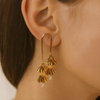 Gold Fan Drop Earrings with Crystals | Modern Statement Earrings for Women
