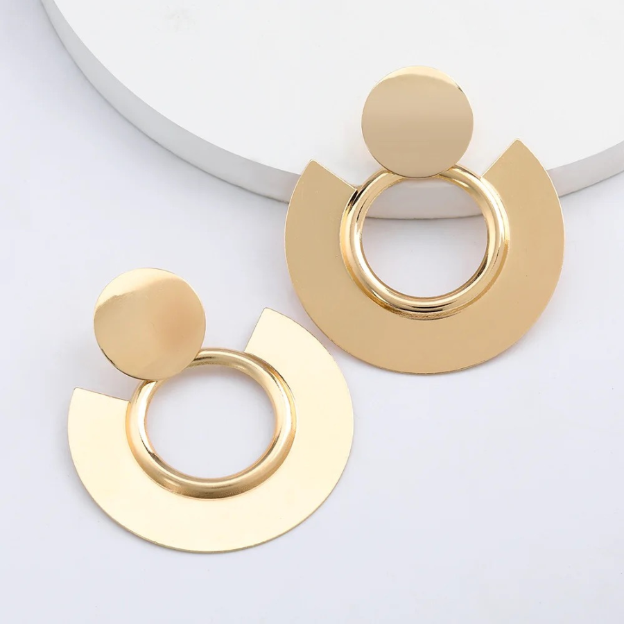 Gold Plated Circular Geometric Earrings