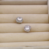 Elegant Silver Halo Cushion-Cut Crystal Stud Earrings