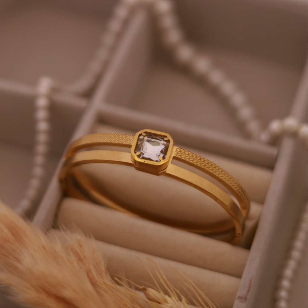 The Crystal Solitaire Cuff Bracelet