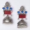 Oxidised Multicolour Silver Jhumka