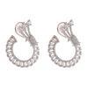 Silver Toned Studded Statement American Diamond Stud Earrings- White