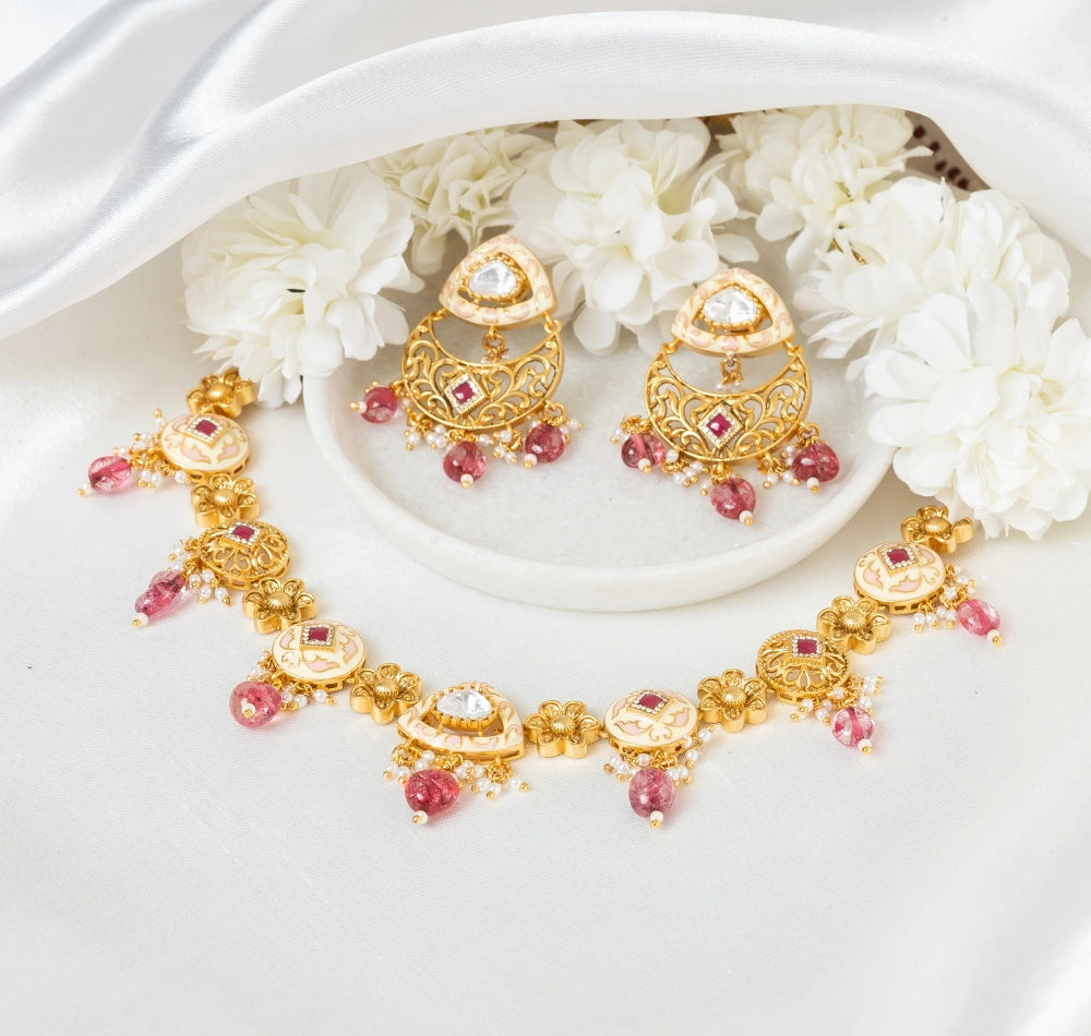 Elzina Meenakari Polki Choker Necklace