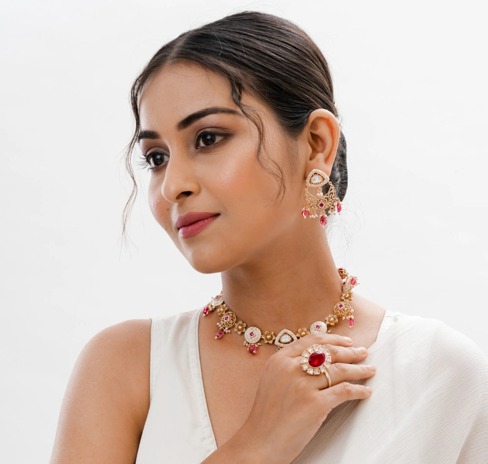 Elzina Meenakari Polki Choker Necklace