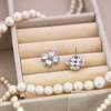 Sparkling Silver Four-Leaf Clover Stud Earrings