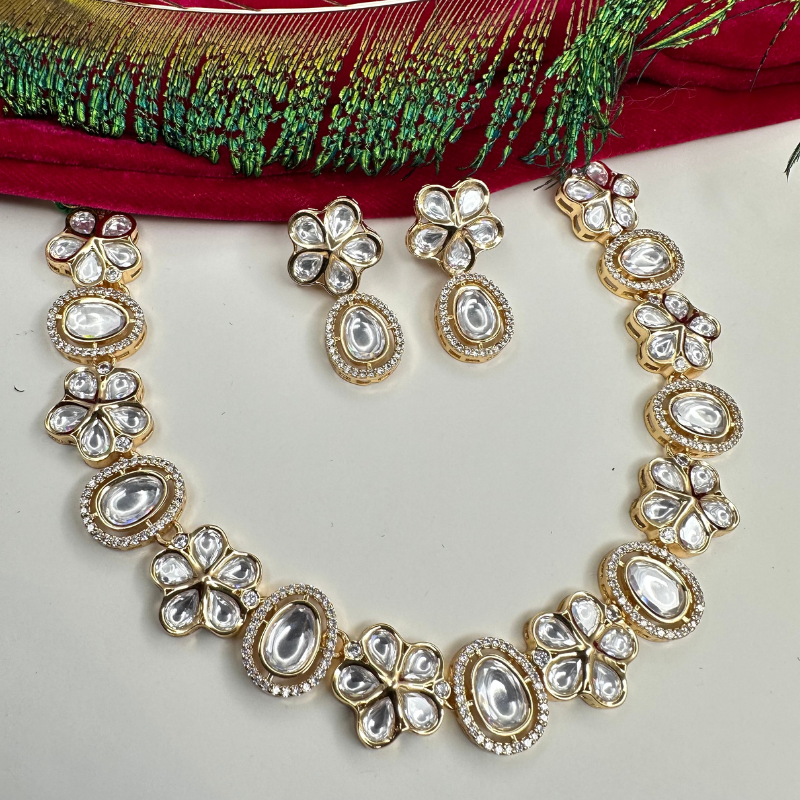 Gold Plated Classic Kundan Necklace Set
