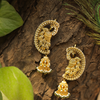 Handcrafted Gold-Plated Peacock Jhumka Ear Cuffs with Kundan Work
