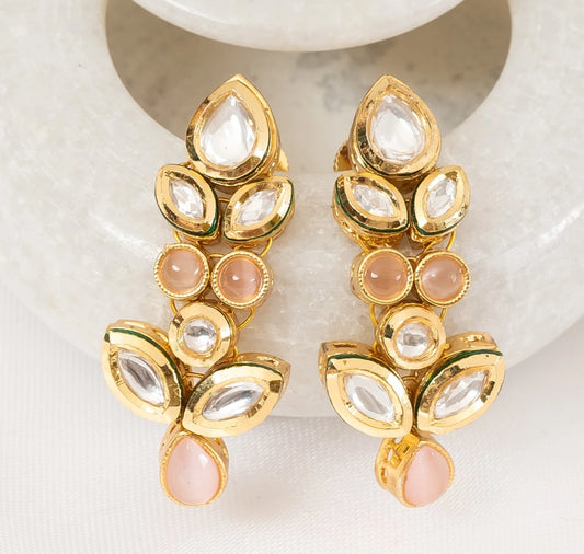 Peach Kundan Earring