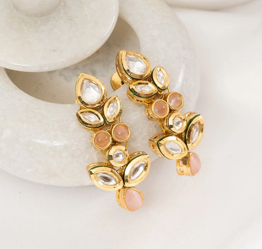 Peach Kundan Earring