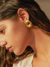 Round Hammered Stud Earrings