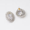 American Diamond Oval Shape Stud Earrings In Rhodium Polish