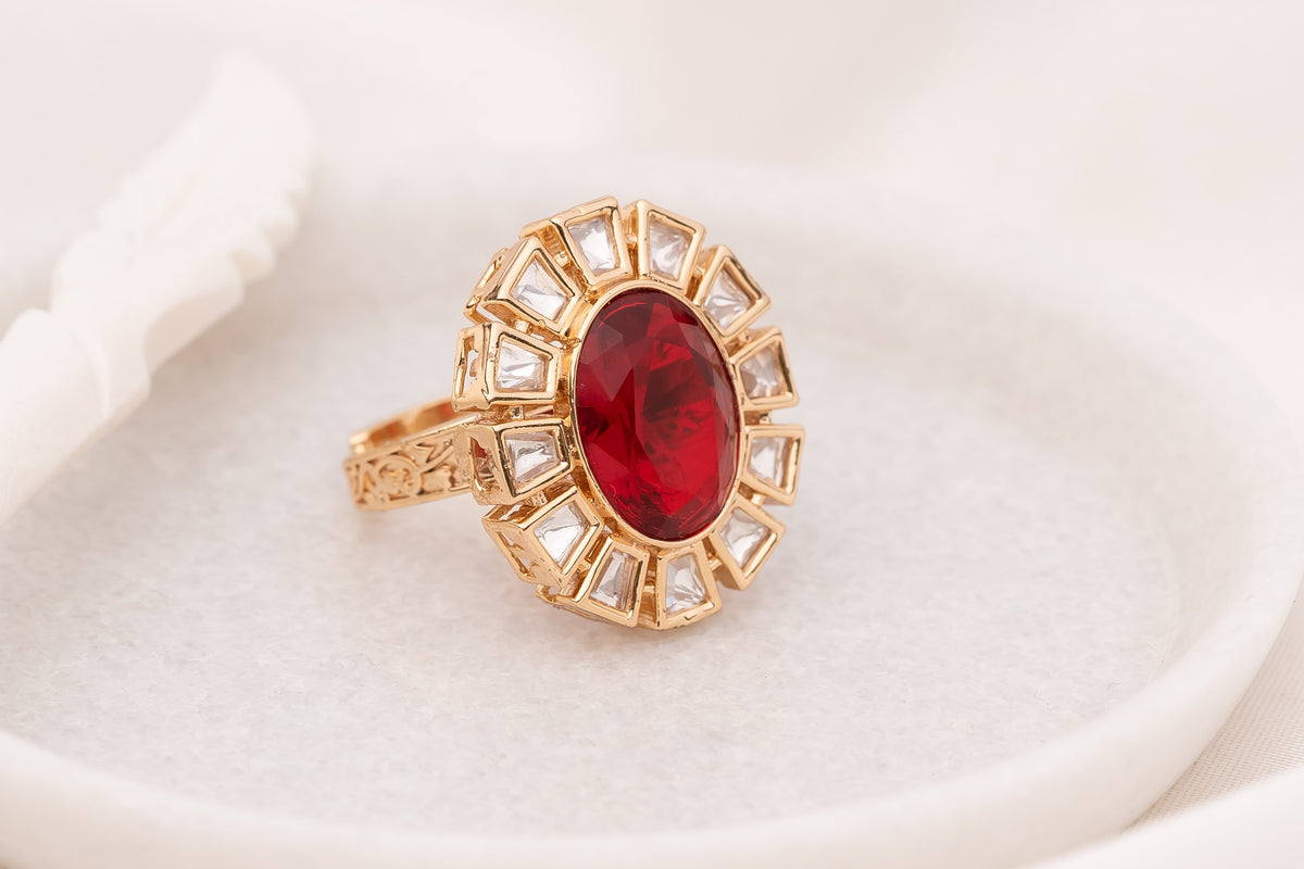 Azma Red Polki Ring
