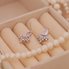 Silver Teardrop Fan Crystal Stud Earrings