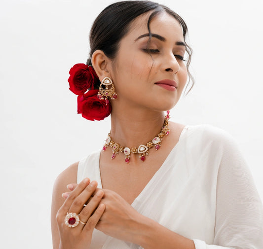 Elzina Meenakari Polki Choker Necklace