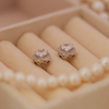 Elegant Silver Halo Cushion-Cut Crystal Stud Earrings