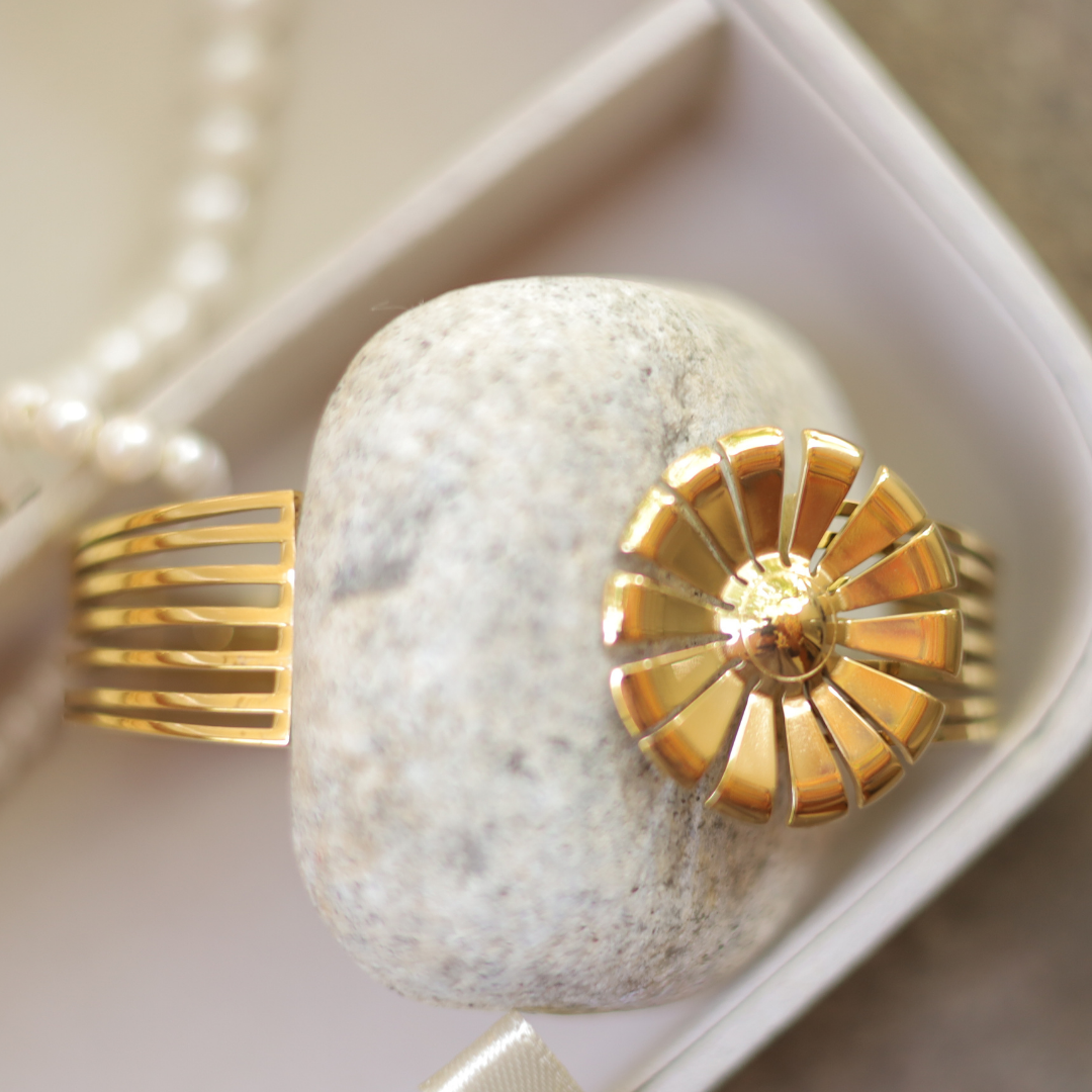 Gilded Sunburst Cuff Bracelet