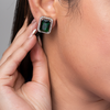 Green Rectangle American Diamond Stud Earring