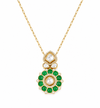Emerald Green &Mossainite Diamond Style Necklace & Earring Set | Rose Gold Plated