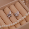Silver Teardrop Fan Crystal Stud Earrings