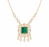 Emerald Doublet Stone Pendant Necklace Set With Matching Studs