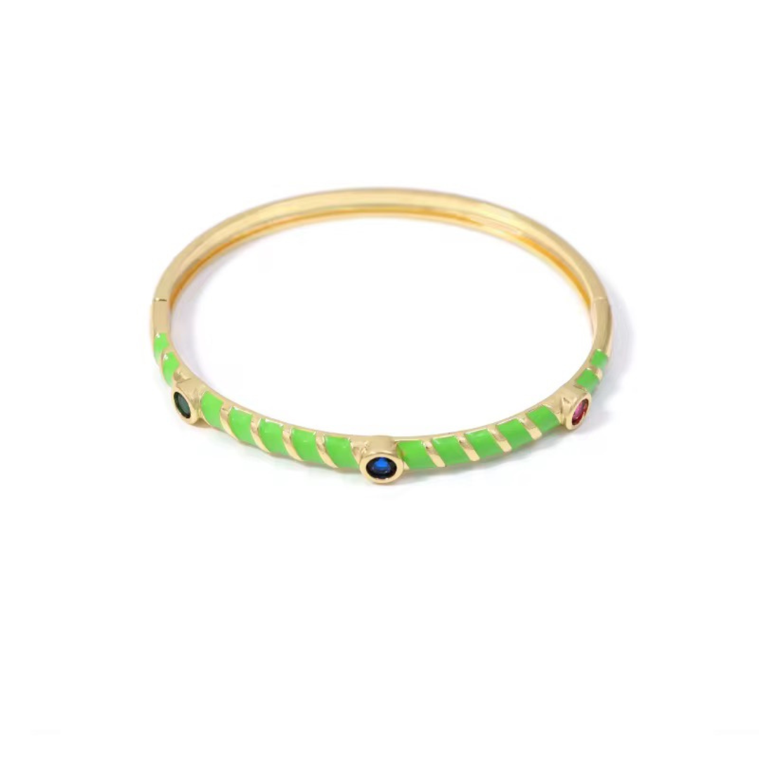 Multicolour Metal Enamel Zircon Bracelet