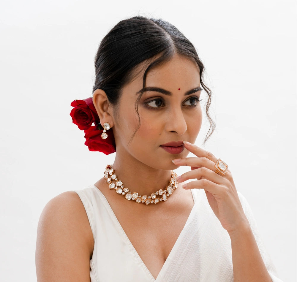 Aasia Double Layered Kundan Necklace
