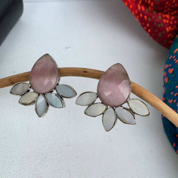 Pink Oxidised Studs
