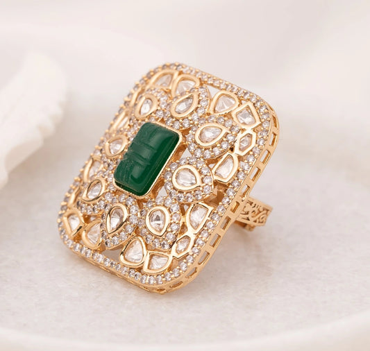 Ritvi Green Polki Ring