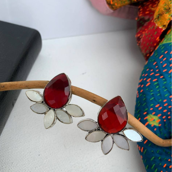 Red Oxidised Studs