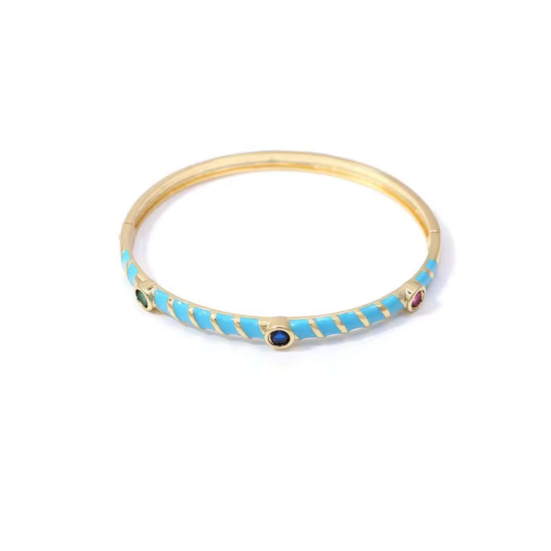 Multicolour Metal Enamel Zircon Bracelet