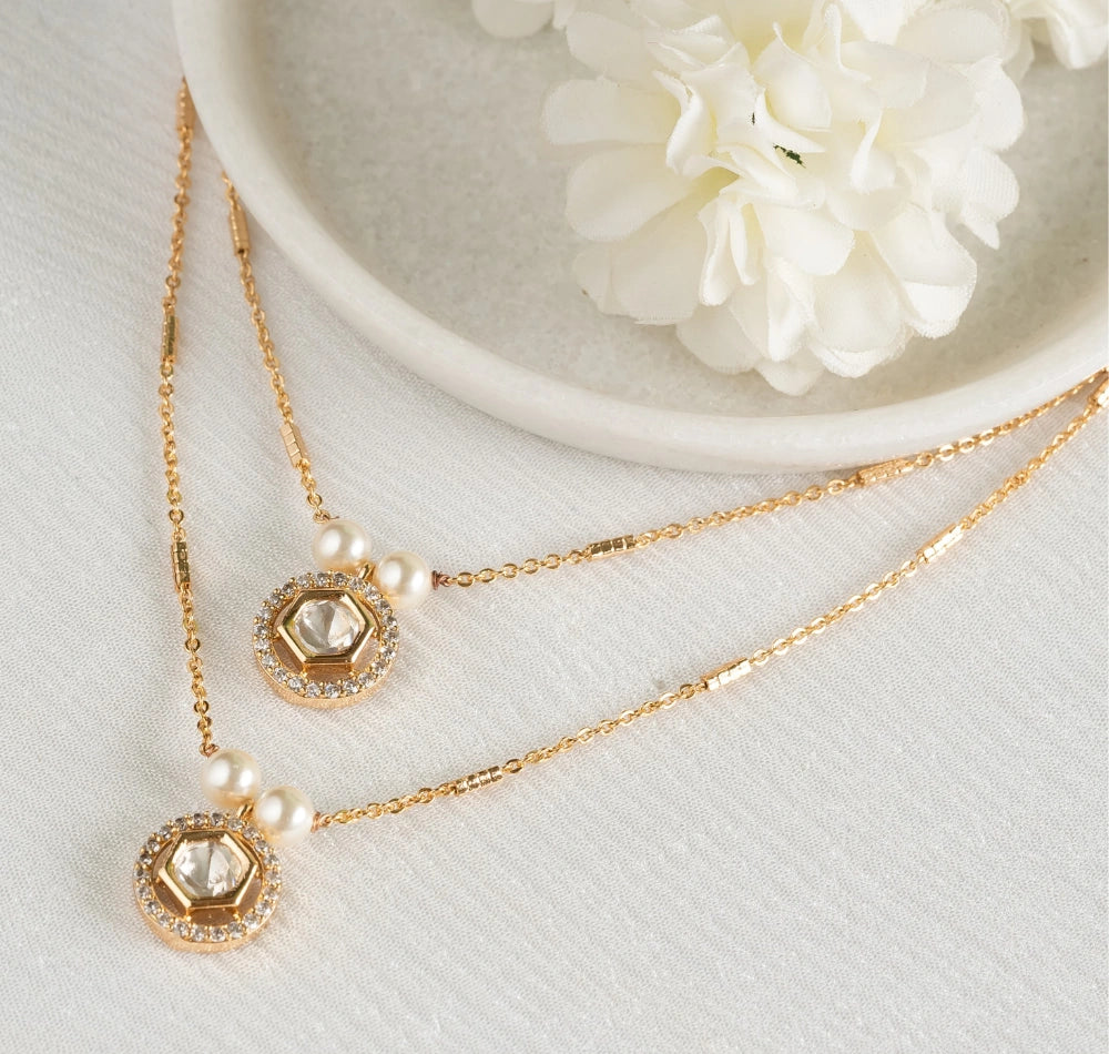 Tatva Multilayered Polki Pendant Chain