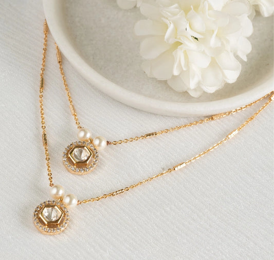 Tatva Multilayered Polki Pendant Chain