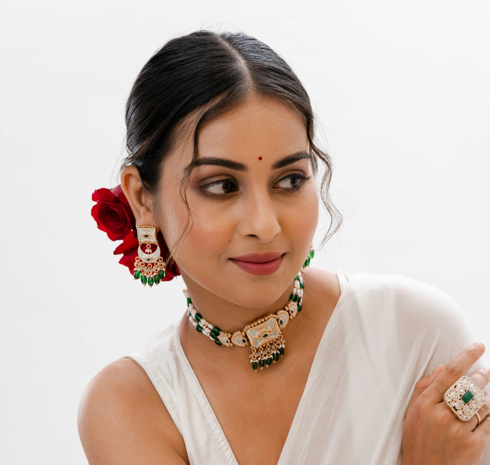 Keira Green Golden Choker Necklace