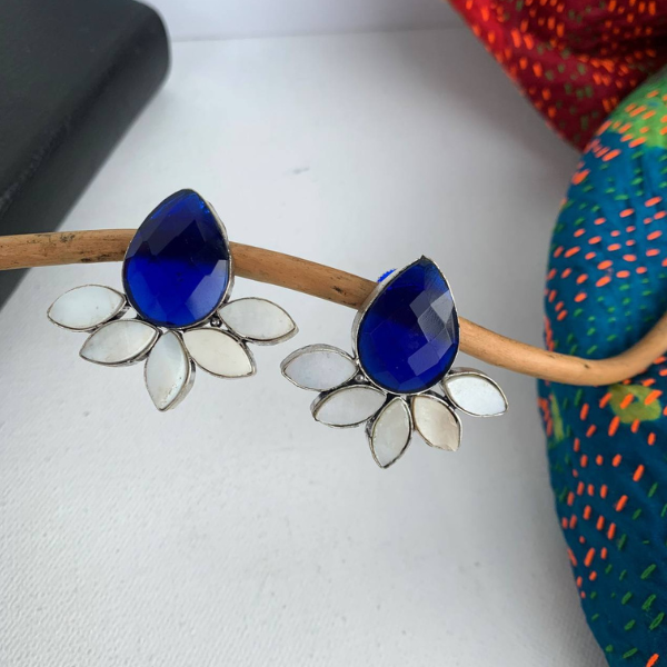 Blue Oxidised Studs