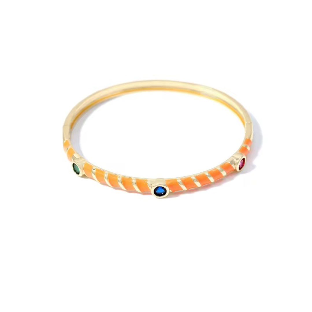 Multicolour Metal Enamel Zircon Bracelet