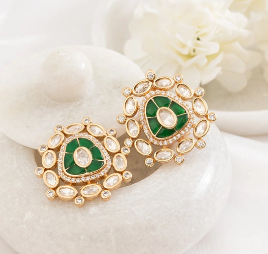 Reen Green Polki Earrings