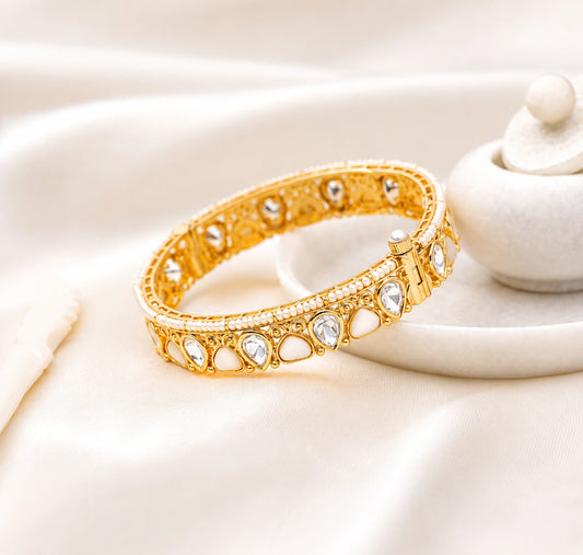 Yuva MOP & Kundan Bangle- Pair of 2