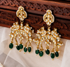 Ishani Green and White Kundan Embellished Earrings